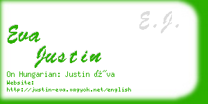 eva justin business card